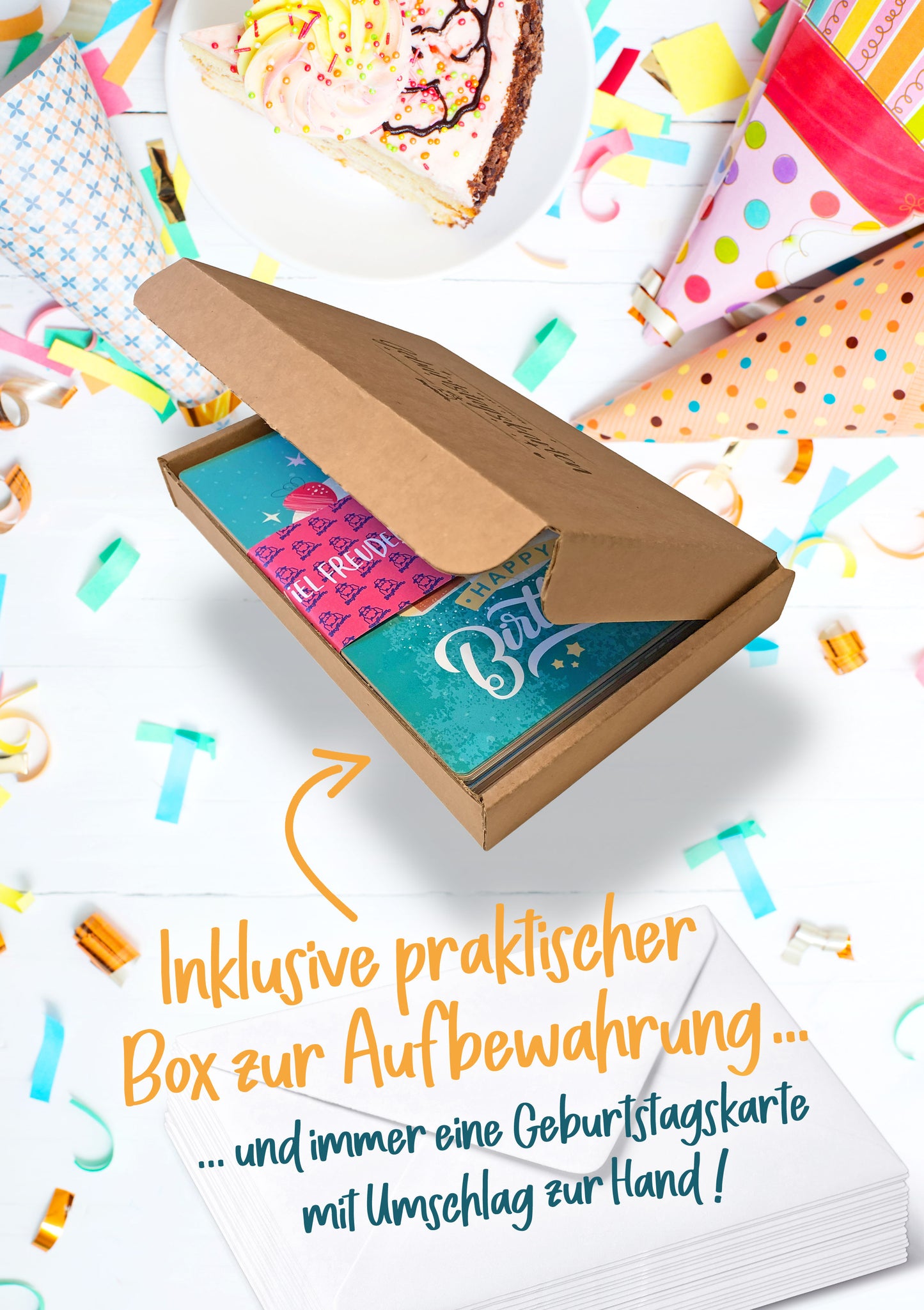 30 Geburtstagskarten im Set mit Umschlägen