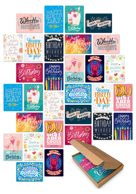 30 Geburtstagskarten im Set