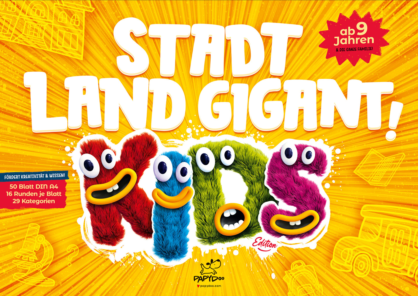 Stadt Land Gigant KIDS Edition (DIN A4 Block, 50 Blätter)